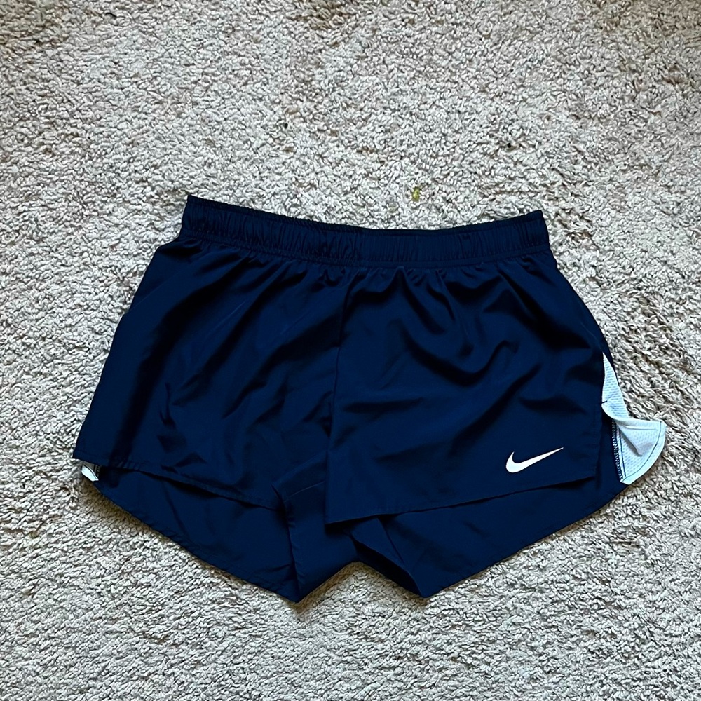 Nike navy blue and white running shorts